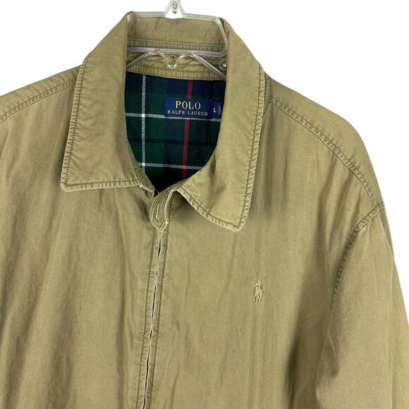 Polo By Ralph Lauren Green Flannel Lined Collared Long Sleeve Full Zip Jacket L - Picture 4 of 7